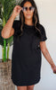 Short Sleeve Mini Black Dress