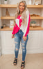 Colorblock Heart Off the Shoulder Sweater