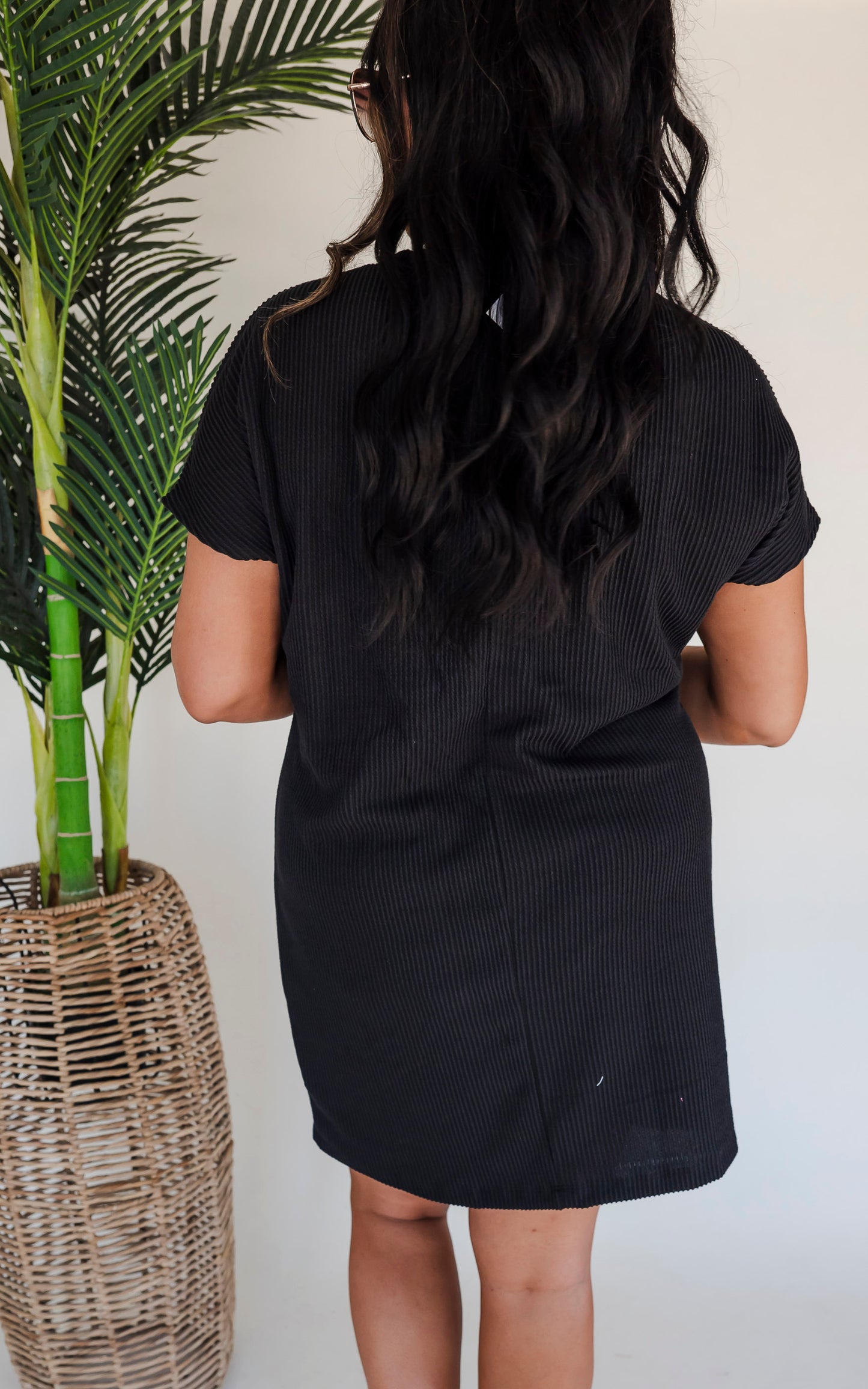 Short Sleeve Mini Black Dress