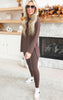 Brown Long Sleeve Microfiber Lounge Set