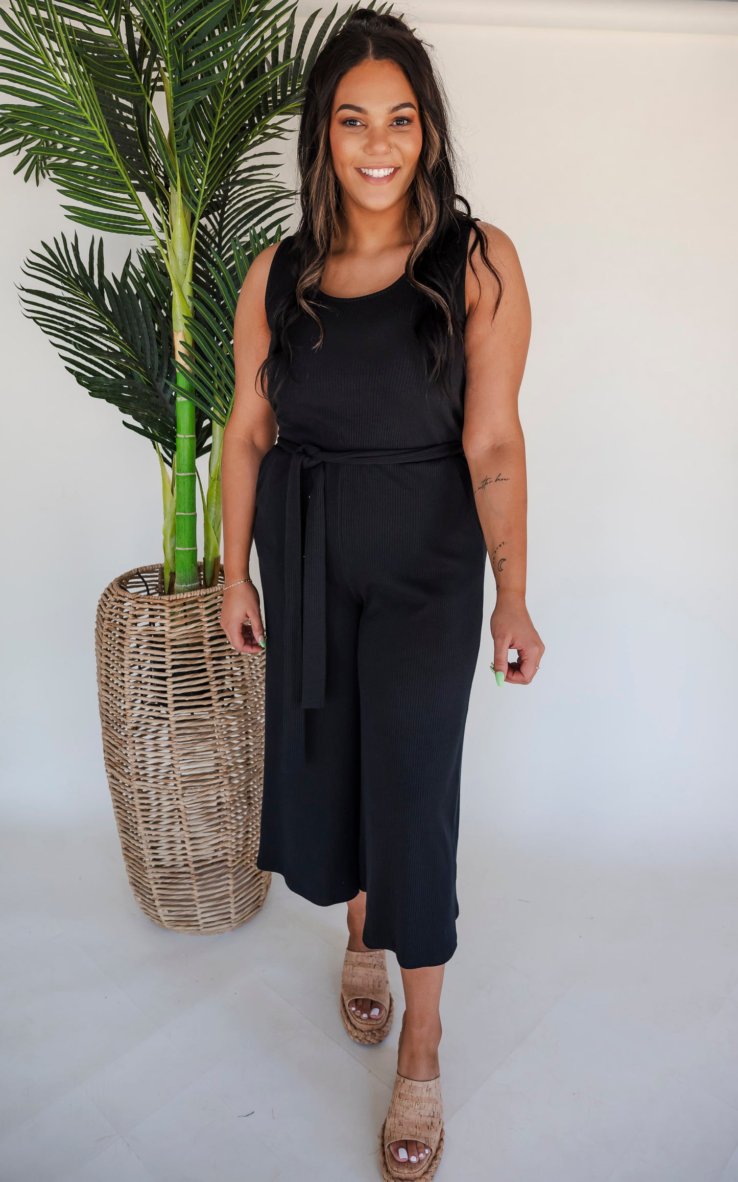 Heavy Ribbed Knit Wide Leg Tank Jumpsuit - Final Sale