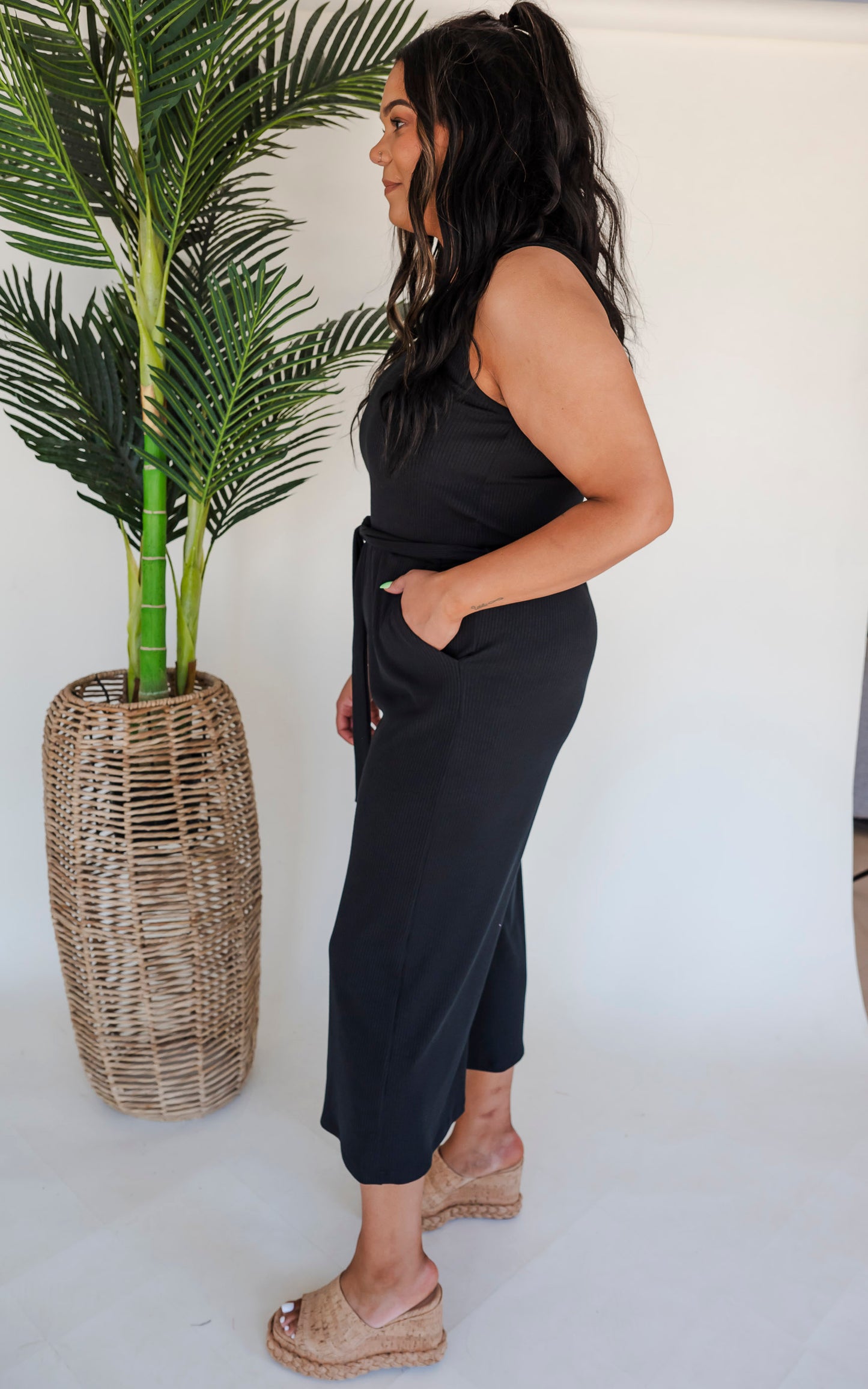 Heavy Ribbed Knit Wide Leg Tank Jumpsuit - Final Sale