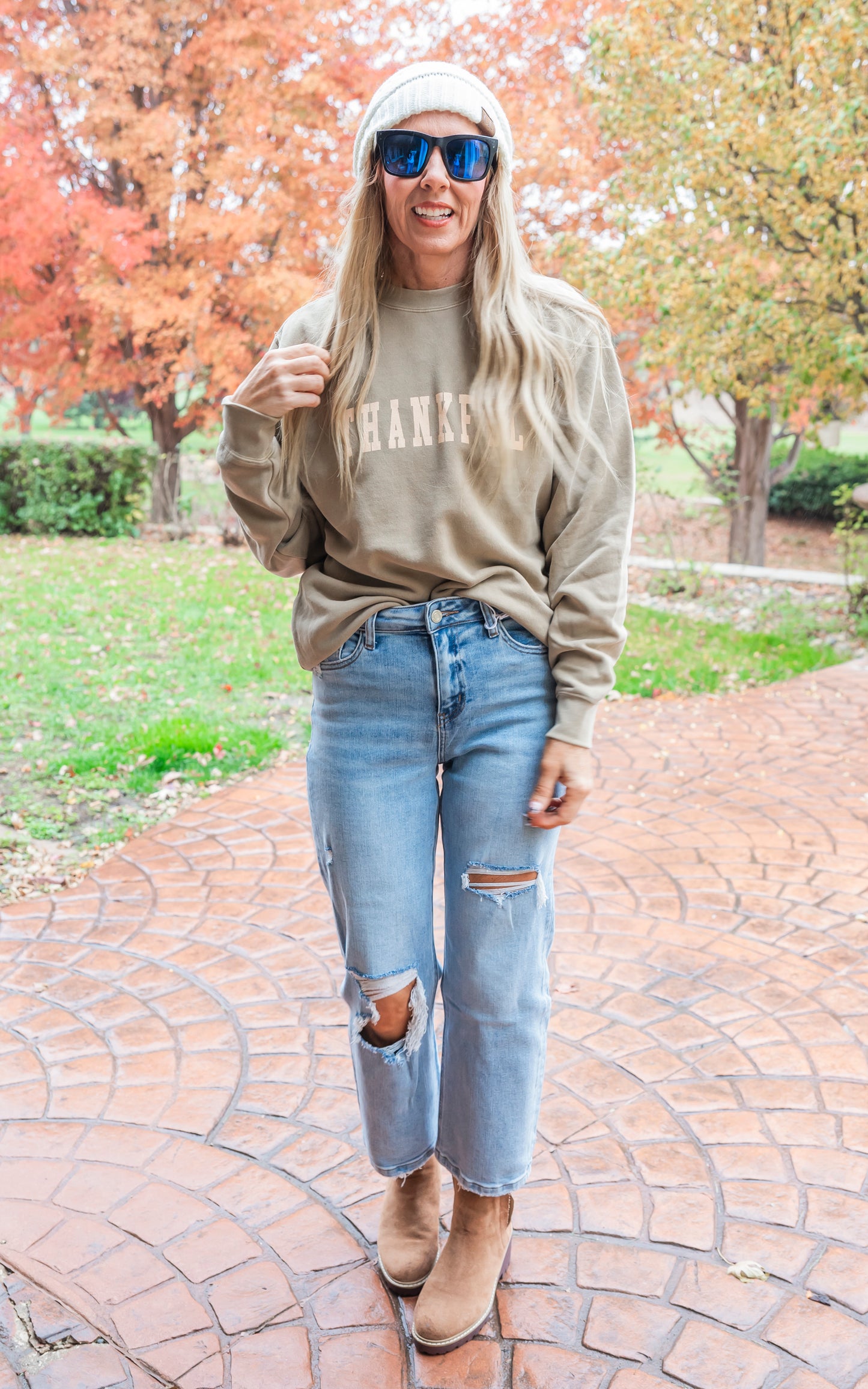 Thankful Pigment Dyed Graphic Sweatshirt - Sandstone***