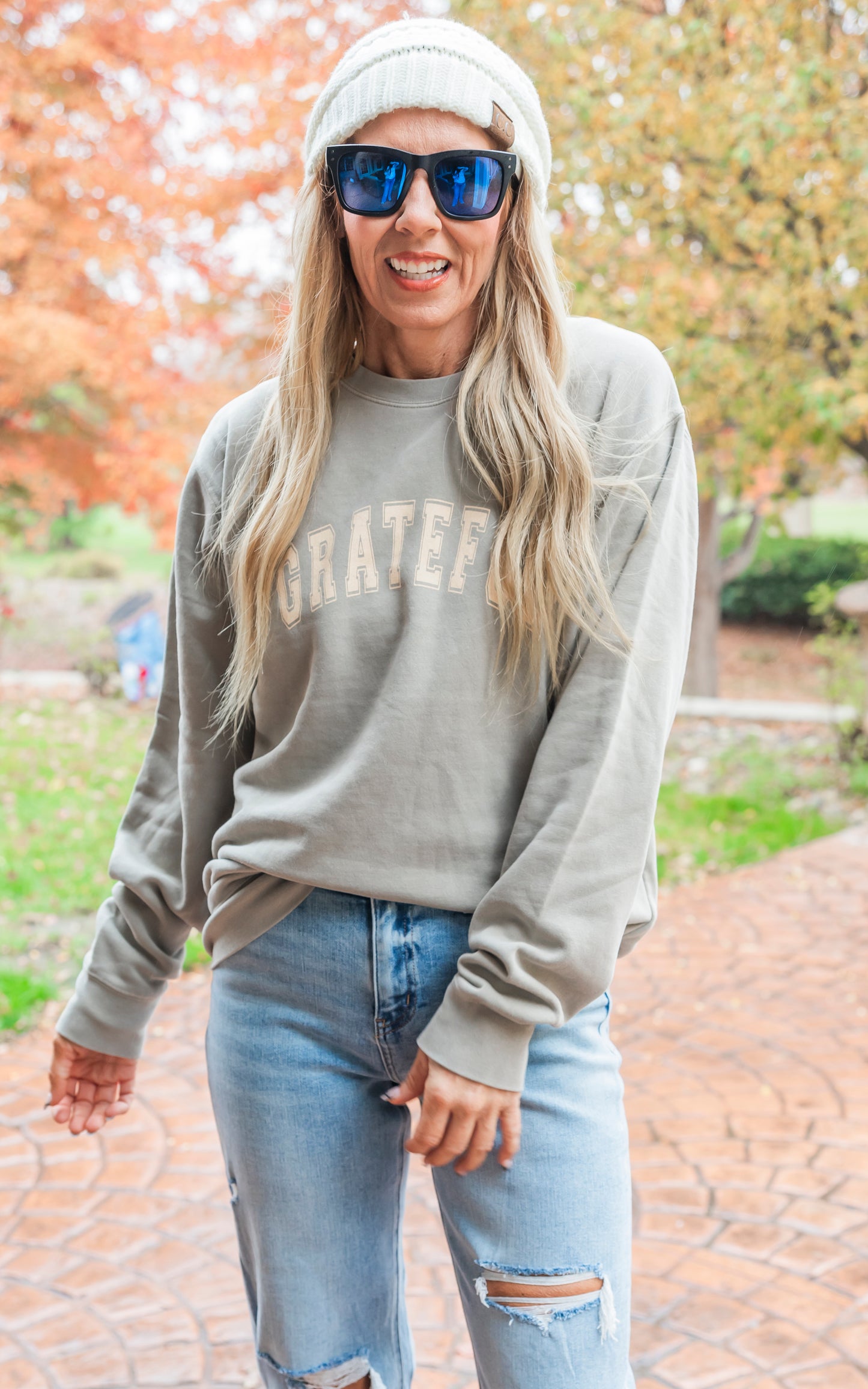 Grateful Pigment Dyed Graphic Sweatshirt - Sage