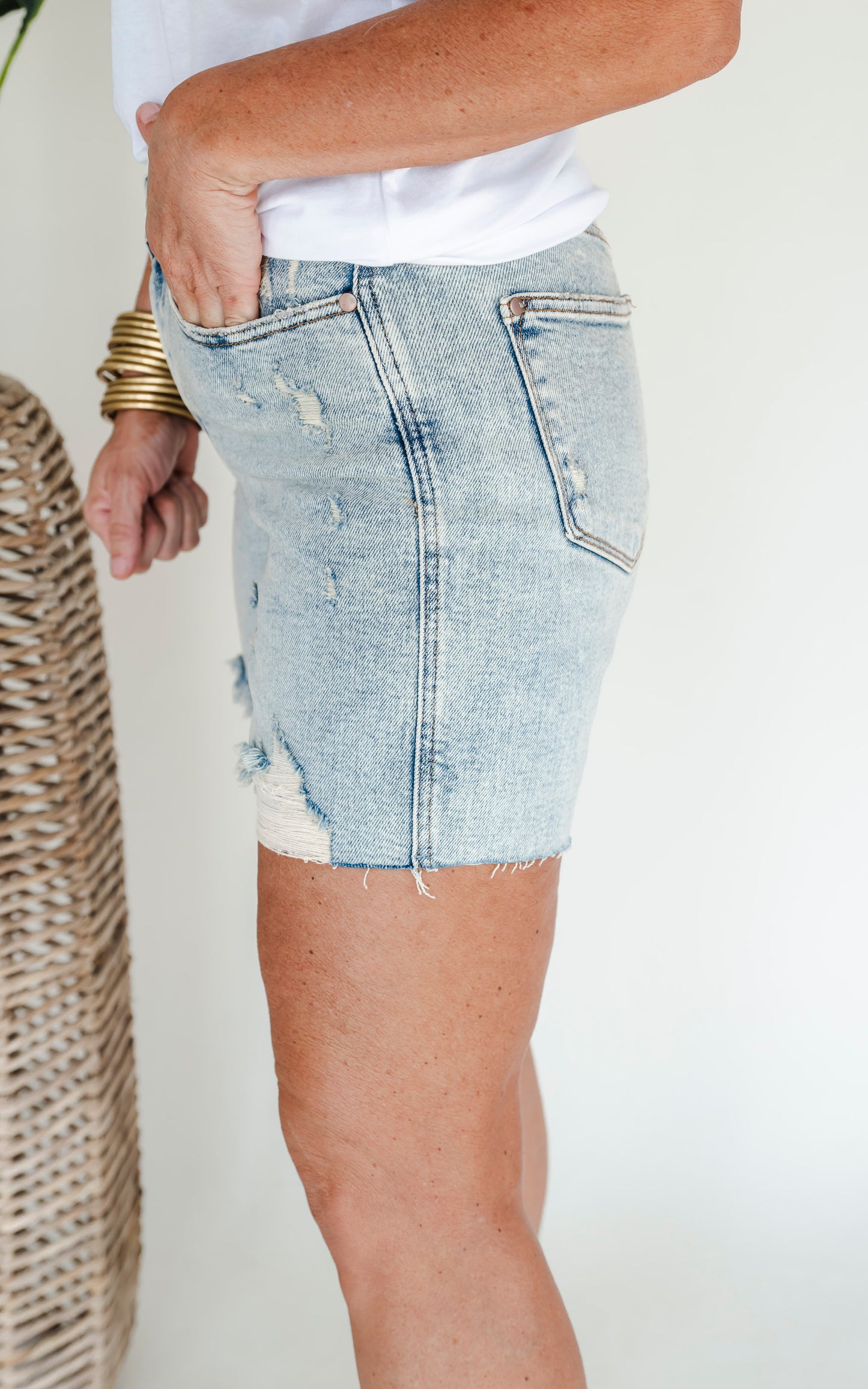 The Dani High Rise Mineral Wash Destroy Boyfriend Denim Shorts (REG/CURVY) | Judy Blue - Final Sale