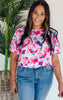 Send Me Flowers Short Sleeve Blouse Top - Final Sale