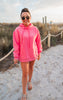 Hot Pink All Day Fleece Side Slit Hoodie by Salty Wave