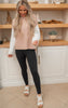 Beige Colorblock Turtleneck Sweater - Final Sale