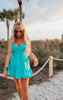 Teal Green Soild Gauze Twist Tiered Dress - Final Sale