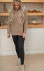 Taupe Mock Neck Cable Knit Sweater