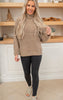 Taupe Mock Neck Cable Knit Sweater