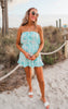 Teal Green Printed Gauze Strapless Dress - Final Sale