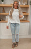 Ivory Back Cutout Ribbed Turtleneck Sweater