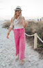 Fuchsia Textured Wide Leg Pants - Final Sale