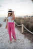 Fuchsia Textured Wide Leg Pants - Final Sale