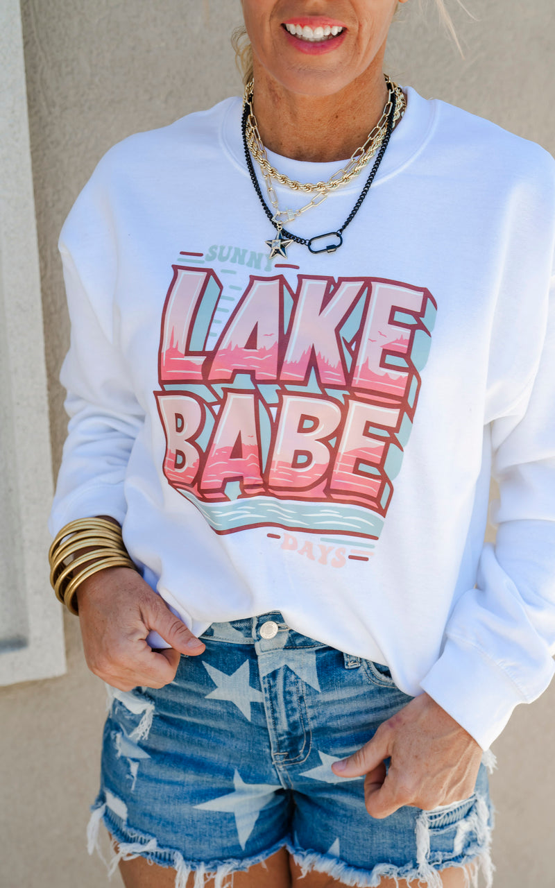 Sunny Lake Babe Graphic Crewneck Sweatshirt