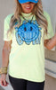 Neon Lemon Lake Bum Smiley Garment Dyed Graphic T-shirt