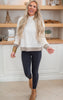 Cream Side Zipper Turtleneck Sweater