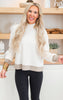 Cream Side Zipper Turtleneck Sweater