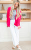 Fuchsia Chenille Cable Knit Cardigan