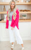 Fuchsia Chenille Cable Knit Cardigan