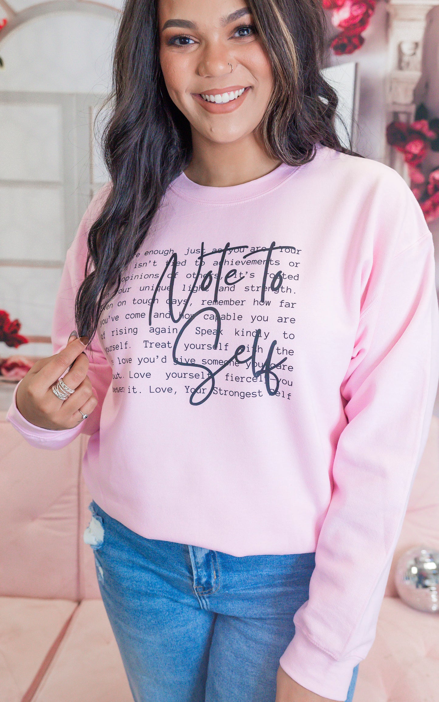 Note to Self Graphic Crewneck Sweatshirt