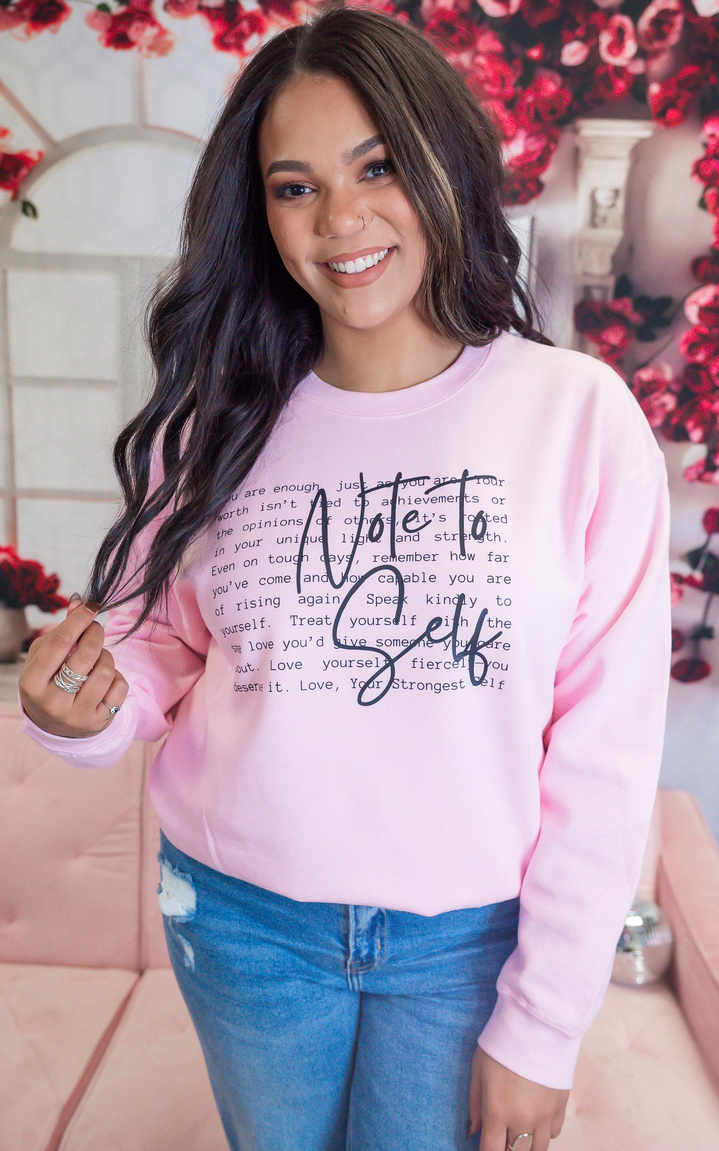 Note to Self Graphic Crewneck Sweatshirt