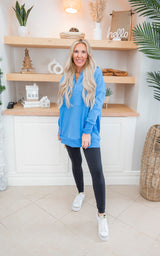 Ocean Blue Never Take Off Button Front Tunic Hoodie with Pockets by Salty Wave _ START SHIP DATE: FEB 1ST