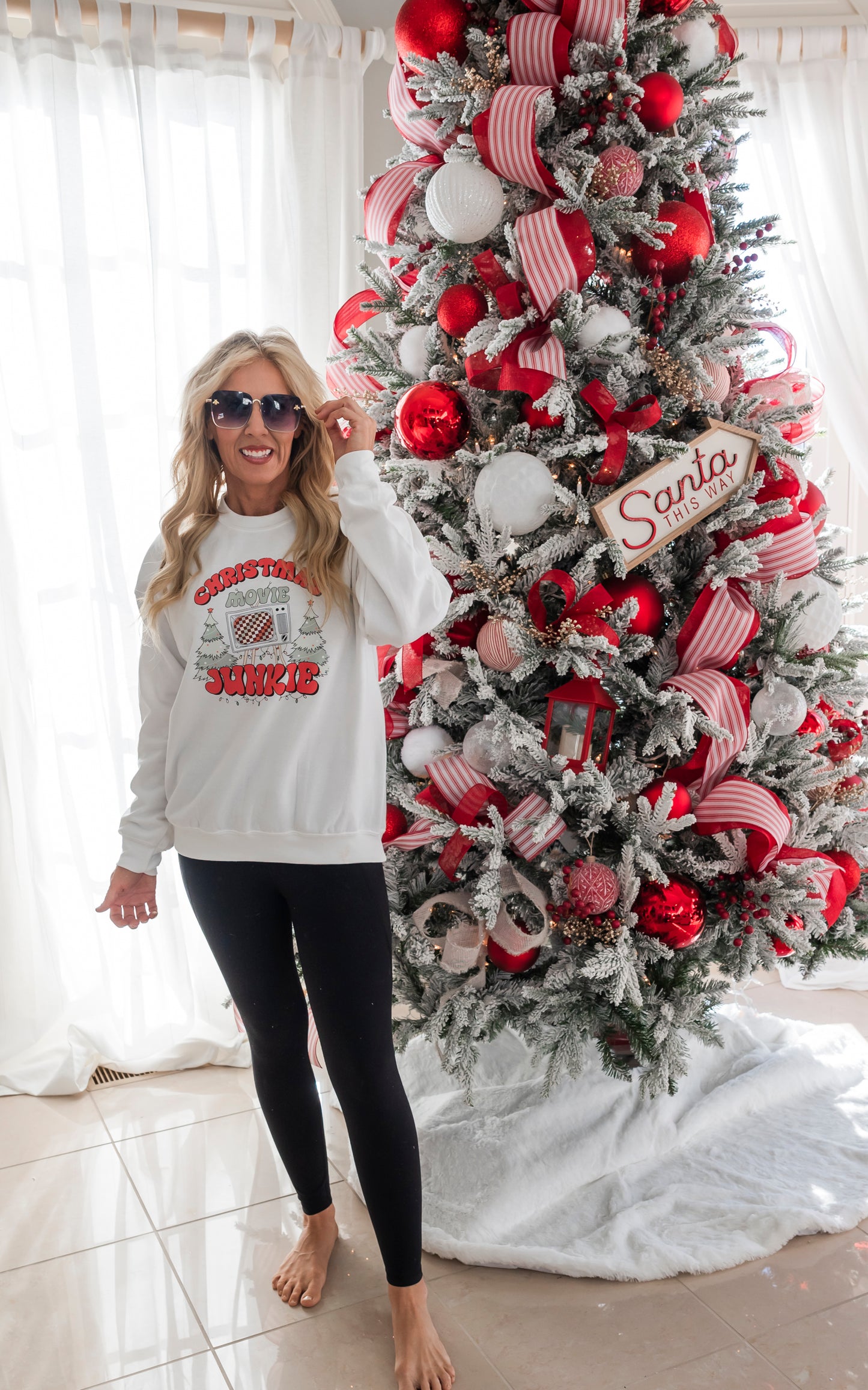 Christmas Movie Junkie Crewneck Sweatshirt