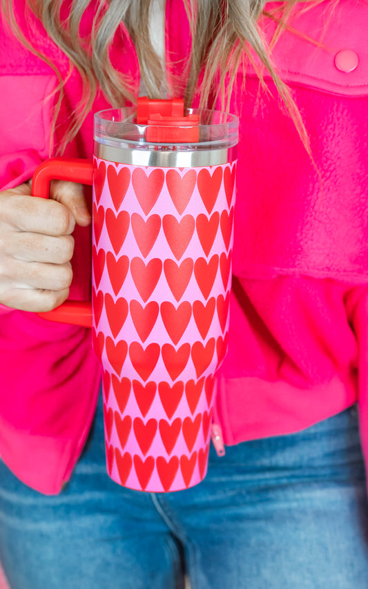 Girl Red Hearts Pattern Drink Tumbler* - DEAL