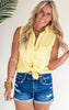 LOVERVET | Deepen Sky High Rise Double Button Cuff Denim Shorts - Final Sale