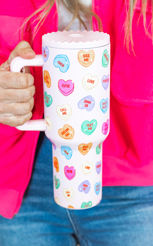 Candy Heart Valentine Tumbler Cup w/ Handle | KATYDID* - DEAL