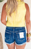 LOVERVET | Deepen Sky High Rise Double Button Cuff Denim Shorts - Final Sale