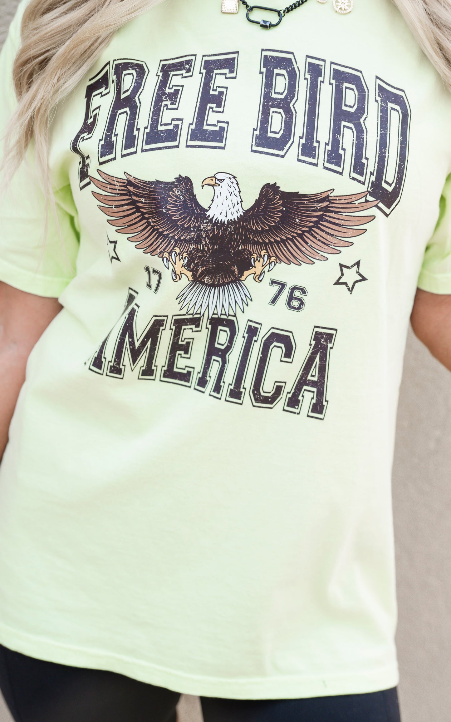 Lime Free Bird Garment Dyed Graphic T-shirt**