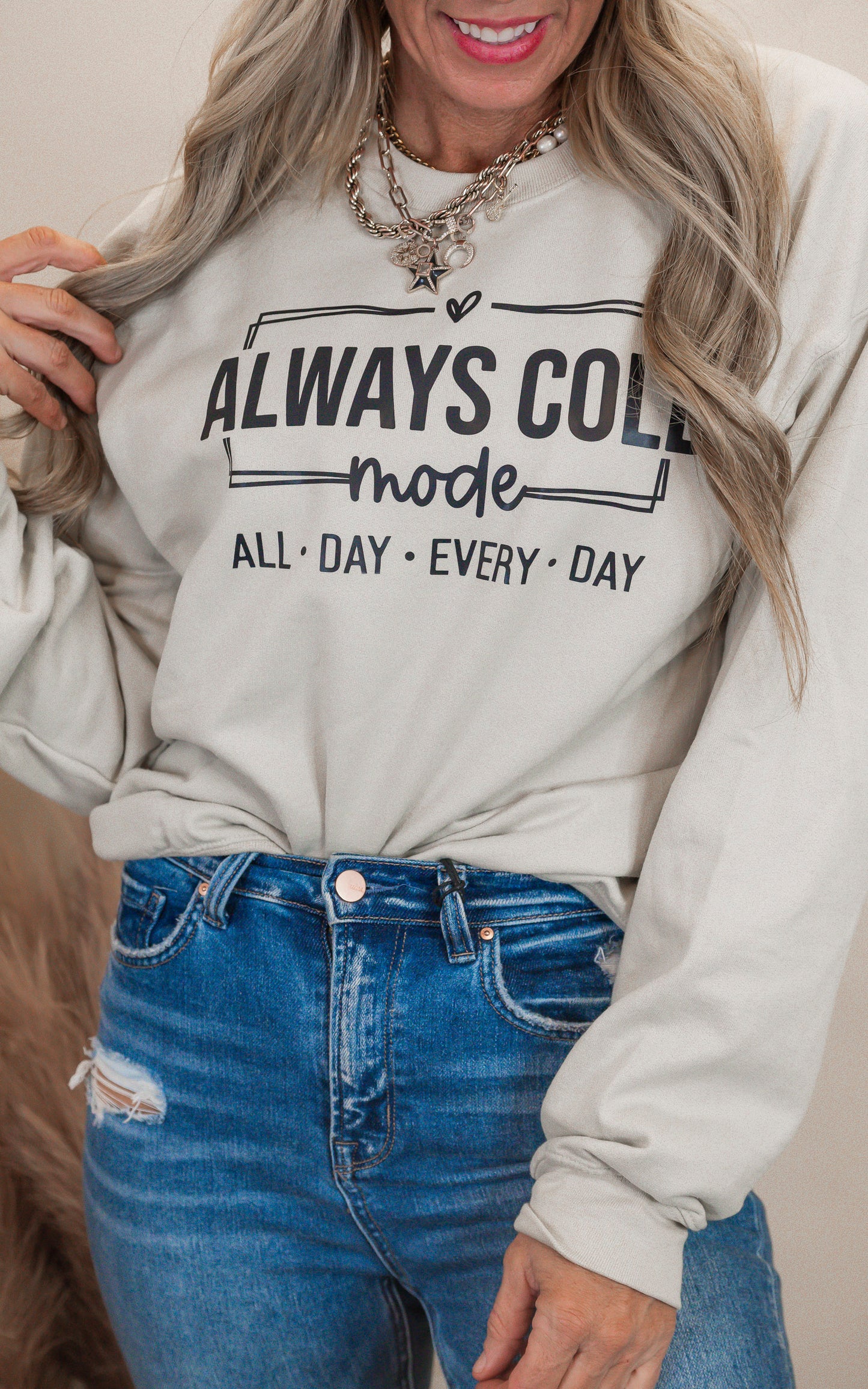 Always Cold, All Day Every Day Graphic Crewneck Sweatshirt