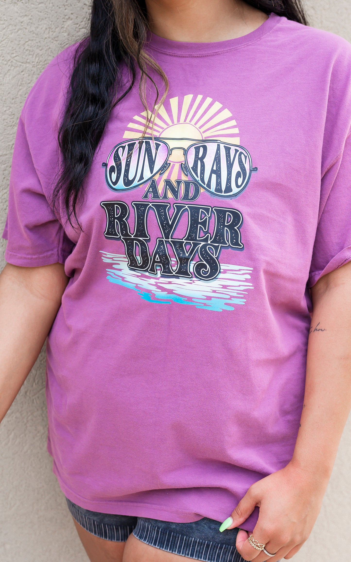 Sun Rays and River Days Garment Dyed Graphic T-shirt