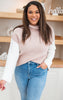 Beige Colorblock Turtleneck Sweater