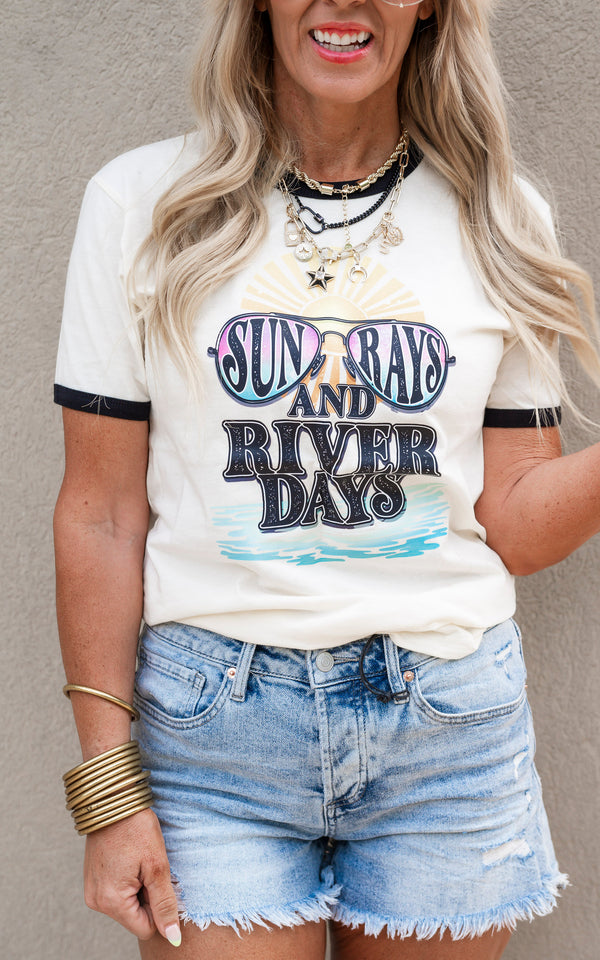 Sun Rays and River Days Ringer Graphic T-shirt