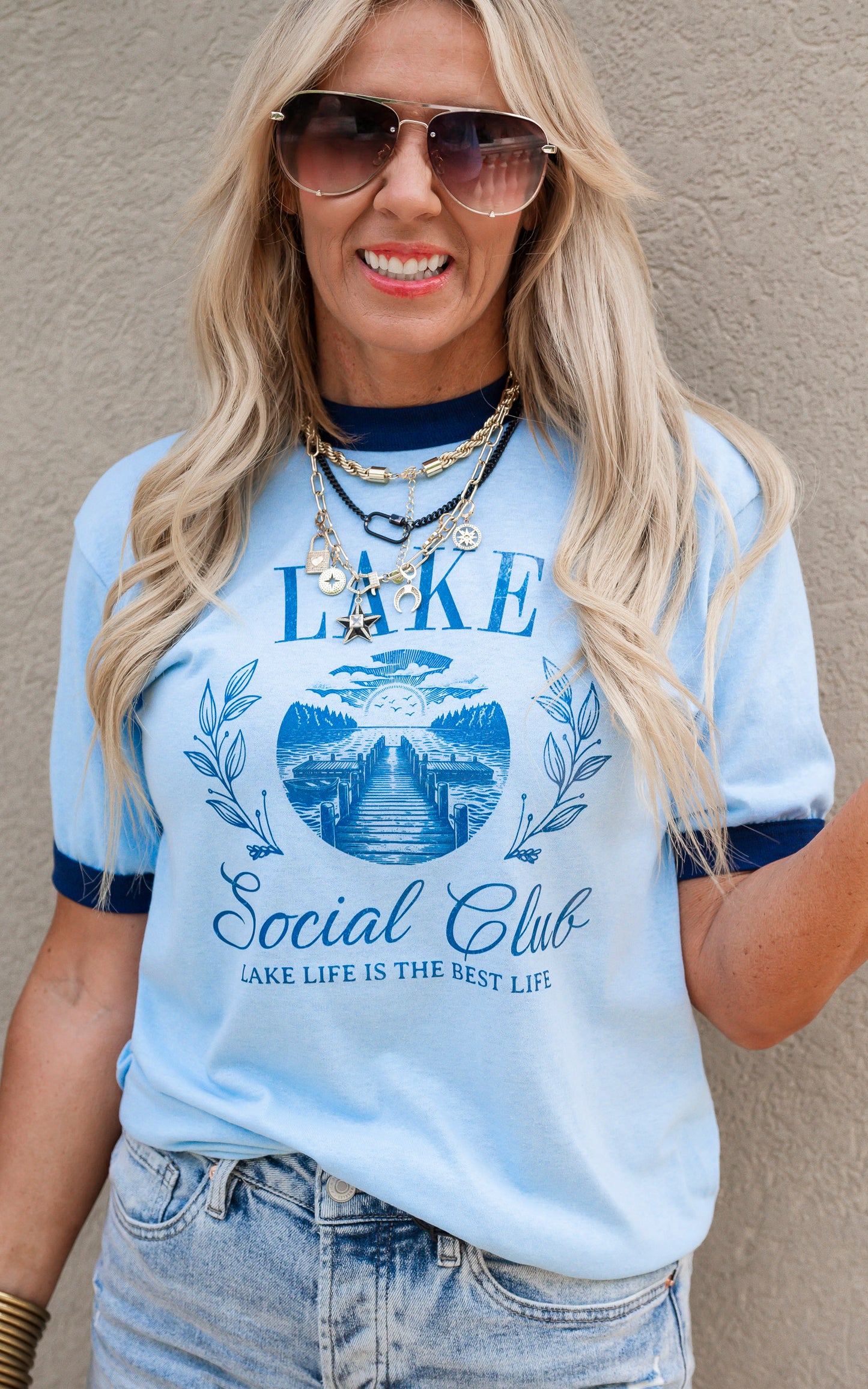 Lake Social Club Ringer Graphic T-shirt