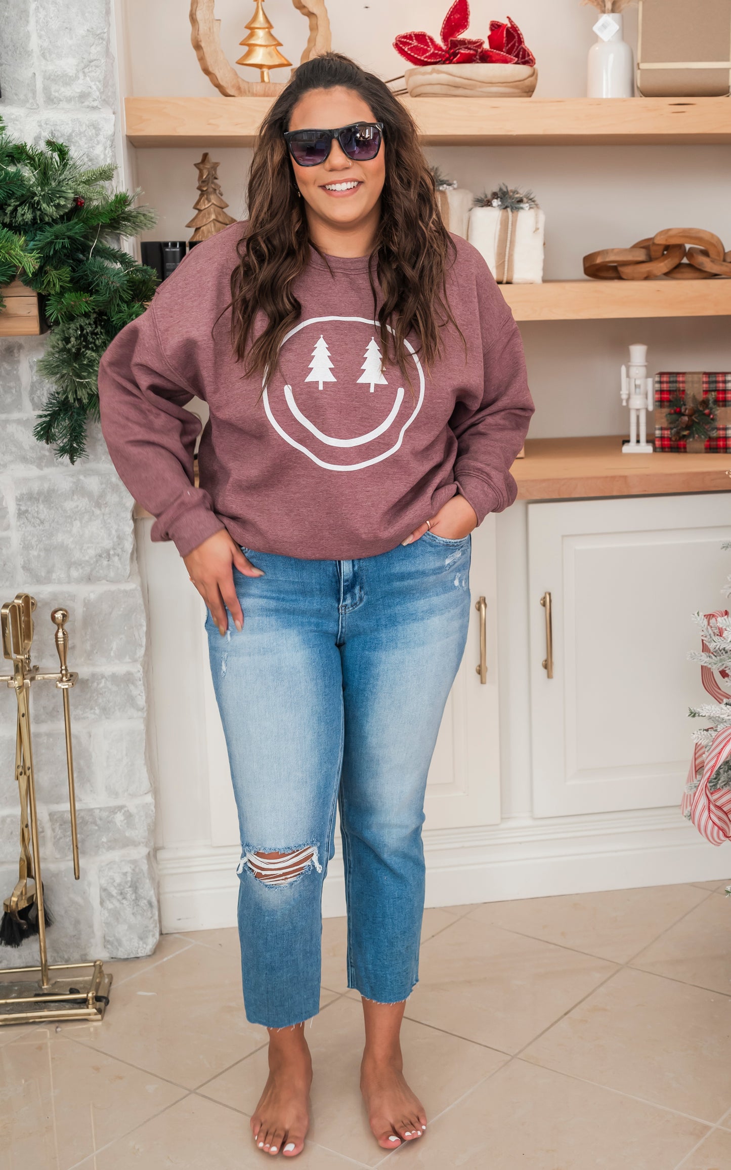 maroon smile face sweatshirt 