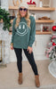 green Smiley Face Trees Pigment Dyed Graphic Sweatshirt