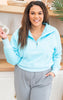 The Ava Sky Blue 1/2 Zip Mock Neck Sweatshirt by Salty Wave