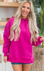 Magenta All Day Fleece Side Slit Hoodie by Salty Wave