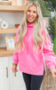 Hot Pink All Day Fleece Side Slit Hoodie by Salty Wave