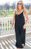 Black Sleeveless V-Neck Jumpsuit