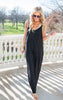 Black Sleeveless V-Neck Jumpsuit