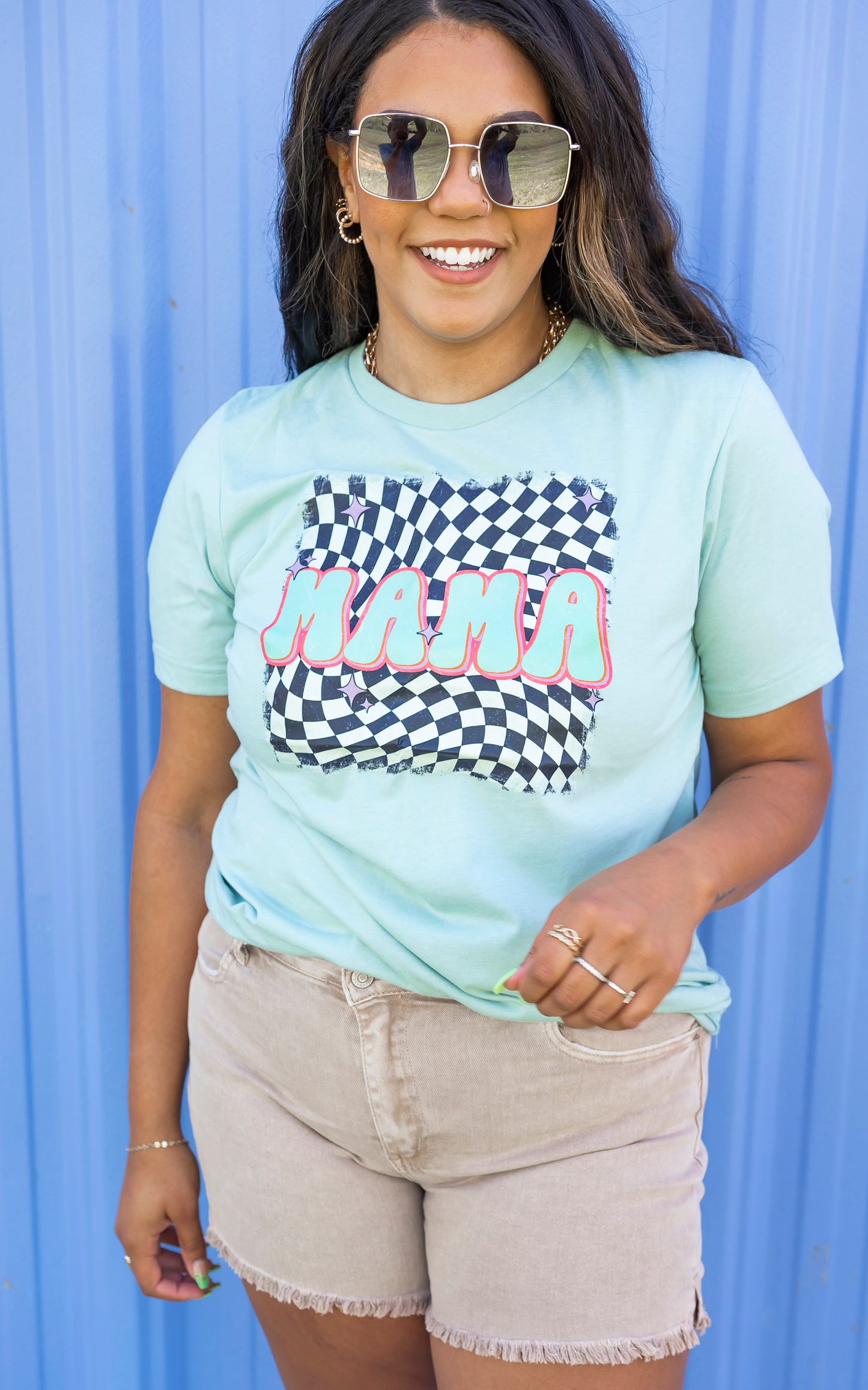 Checkered Mama Graphic T-shirt