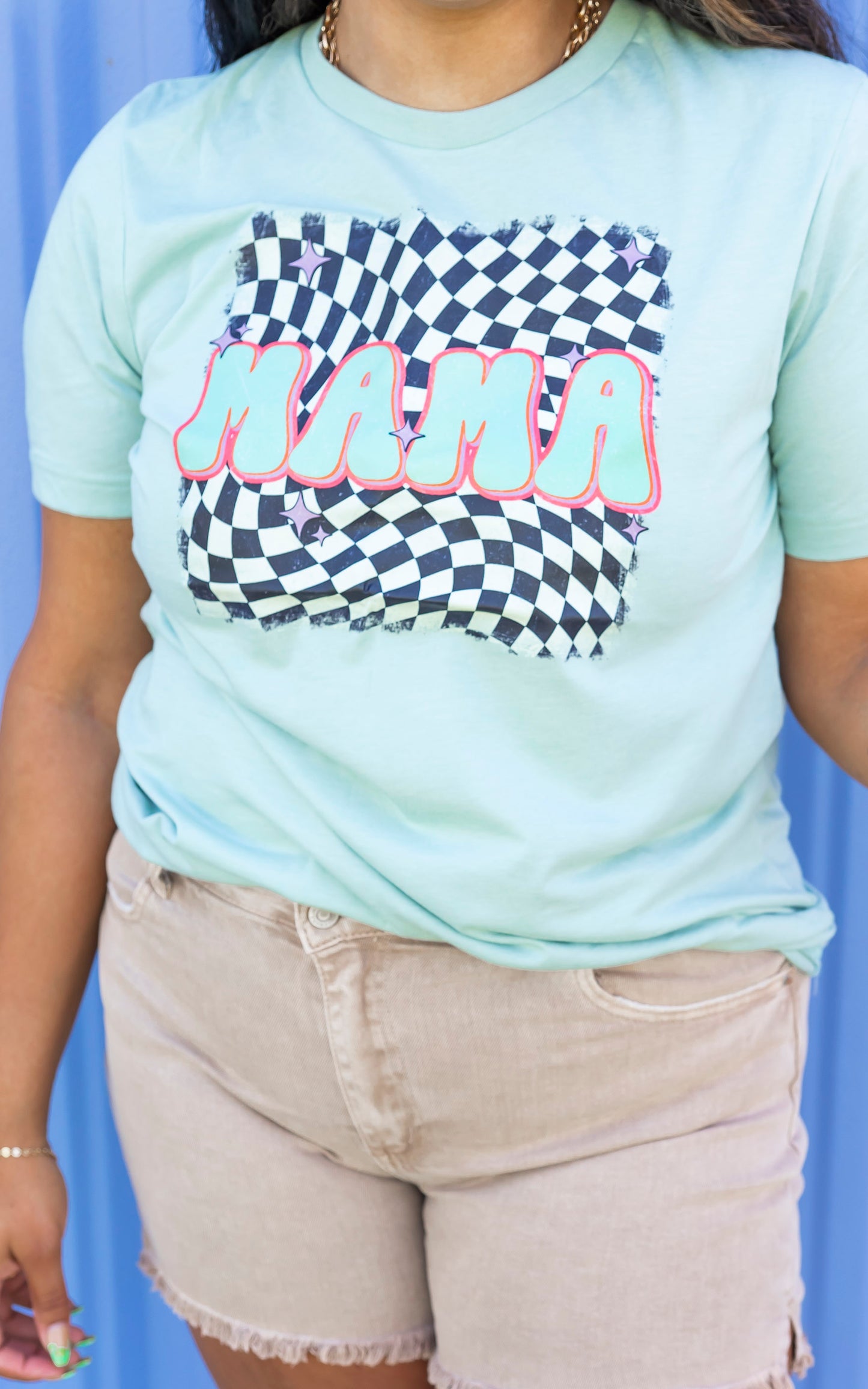 Checkered Mama Graphic T-shirt