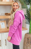 Purple Never Take Off Button Front Tunic Hoodie with Pockets by Salty Wave