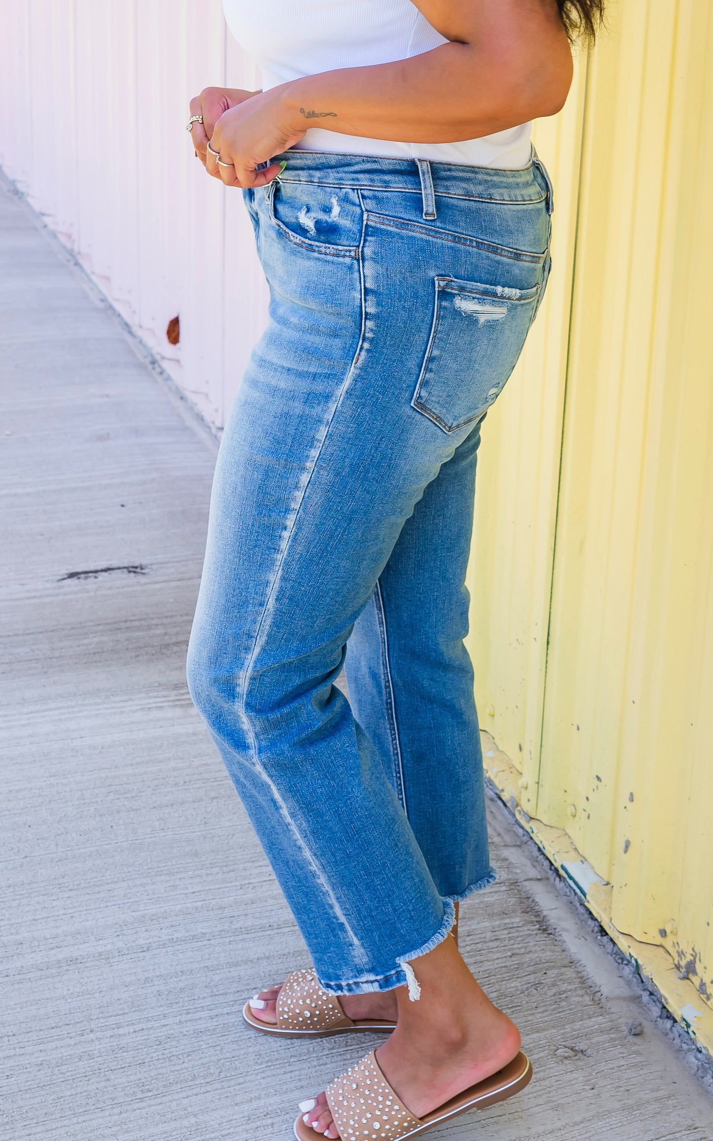 The Emma High Rise Slim Straight Denim Jeans | Lovervet by Vervet